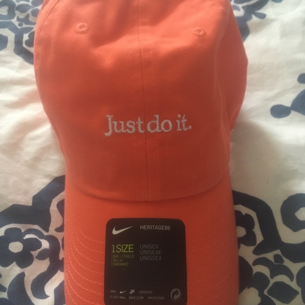 COPY - Orange NIKE adjustable JUST DO IT baseball…
